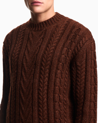 Emporio Armani Cable-knit jumper in a wool and lurex blend
