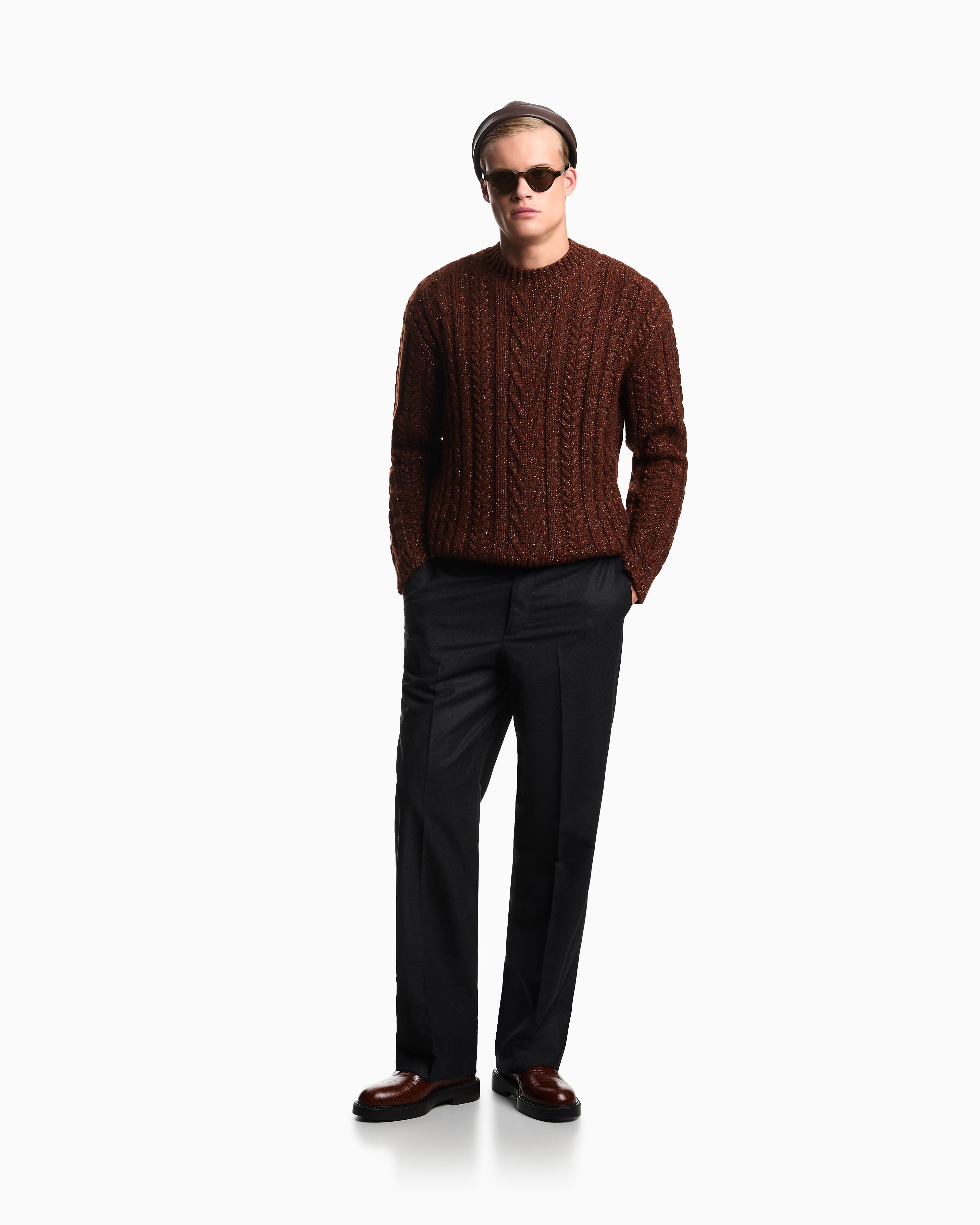 Emporio Armani Cable-knit jumper in a wool and lurex blend