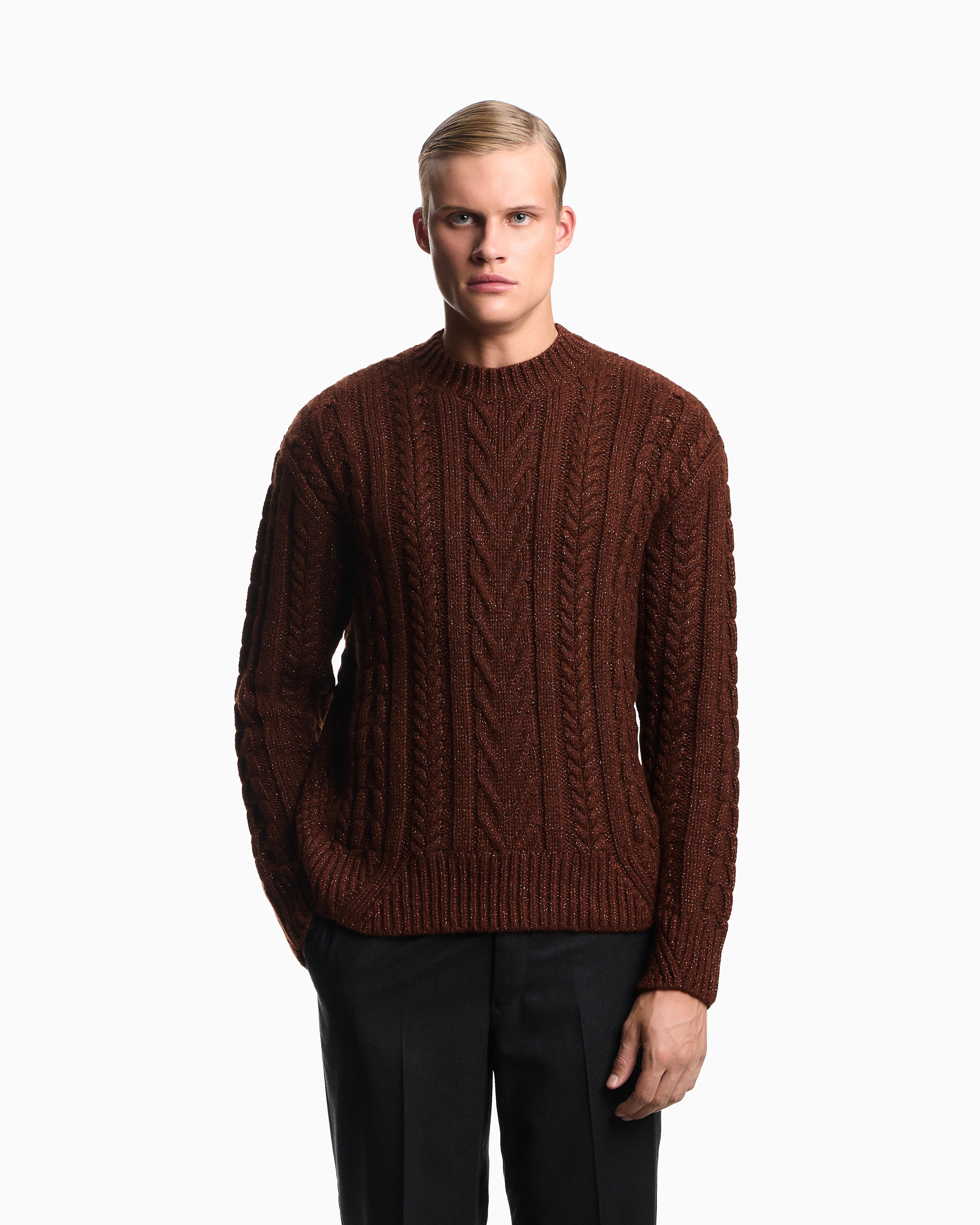 Emporio Armani Cable-knit jumper in a wool and lurex blend