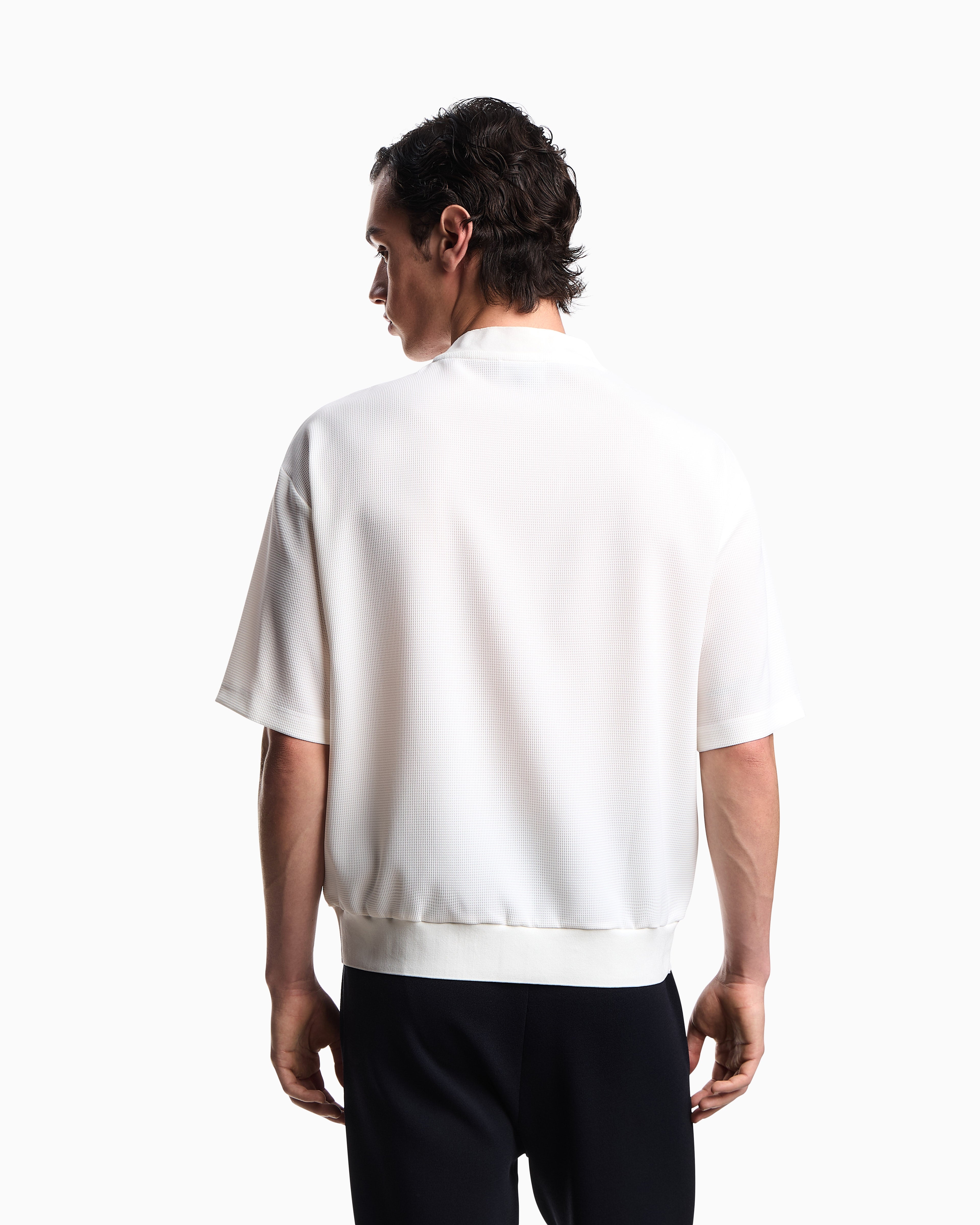 Emporio Armani Icon 3D piqué-effect crêpe jersey T-shirt
