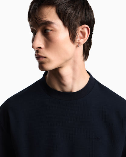 Emporio Armani Icon 3D piqué-effect crêpe jersey T-shirt