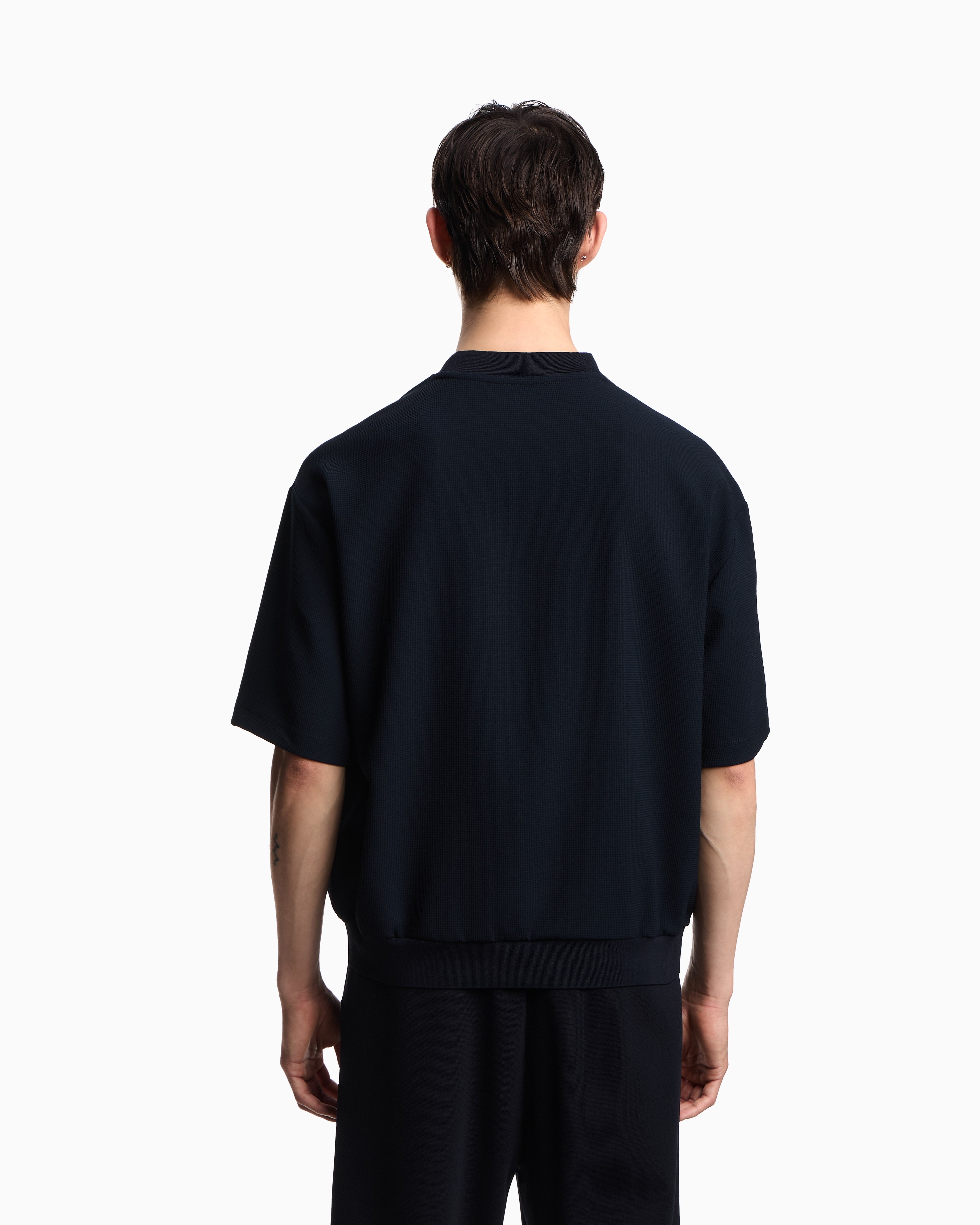 Emporio Armani Icon 3D piqué-effect crêpe jersey T-shirt