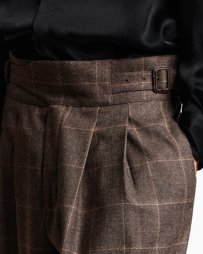 Emporio Armani Check-motif flannel trousers with pleats