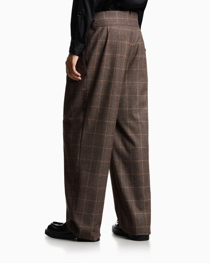 Emporio Armani Check-motif flannel trousers with pleats