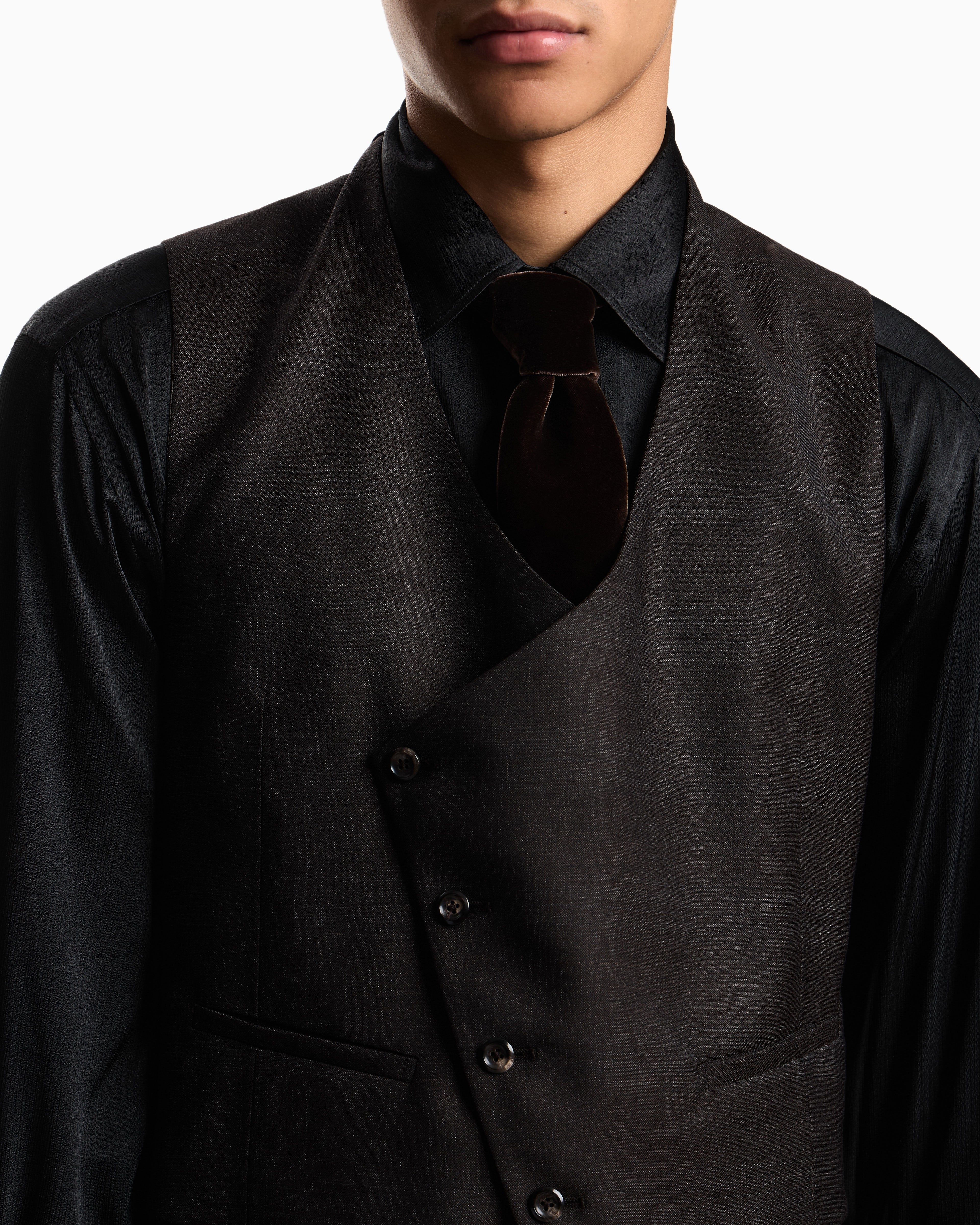 Emporio Armani Waistcoat in Prince of Wales check super 130s wool