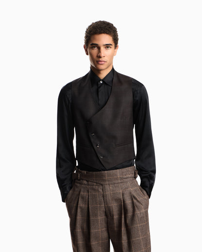 Emporio Armani Waistcoat in Prince of Wales check super 130s wool