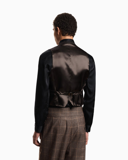 Emporio Armani Waistcoat in Prince of Wales check super 130s wool