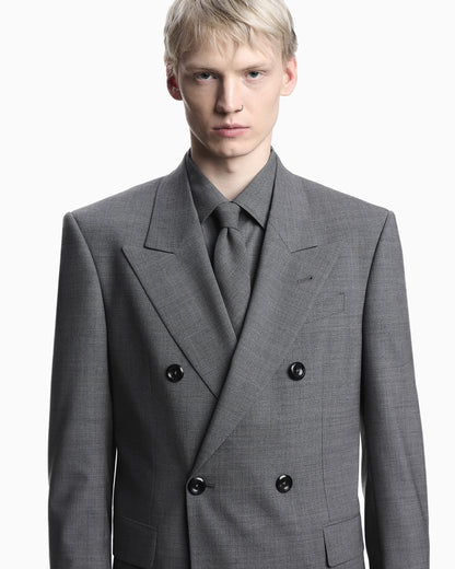 Emporio Armani Double-breasted jacket in stretch wool canvas