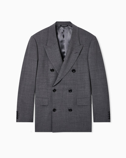 Emporio Armani Double-breasted jacket in stretch wool canvas