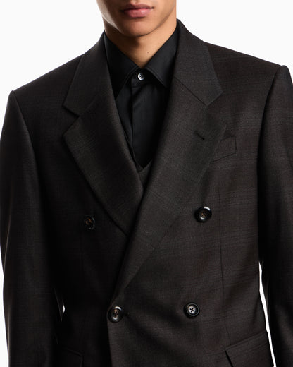 Emporio Armani Double-breasted blazer in a Prince of Wales check super 130s wool