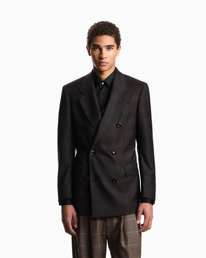 Emporio Armani Double-breasted blazer in a Prince of Wales check super 130s wool