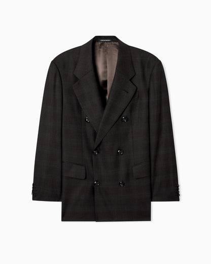 Emporio Armani Double-breasted blazer in a Prince of Wales check super 130s wool