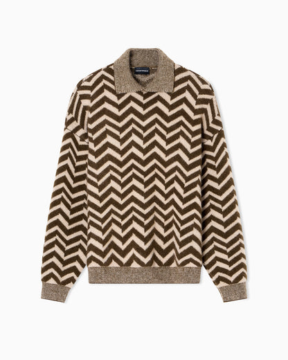 Emporio Armani Jacquard wool-blend jumper with a chevron motif