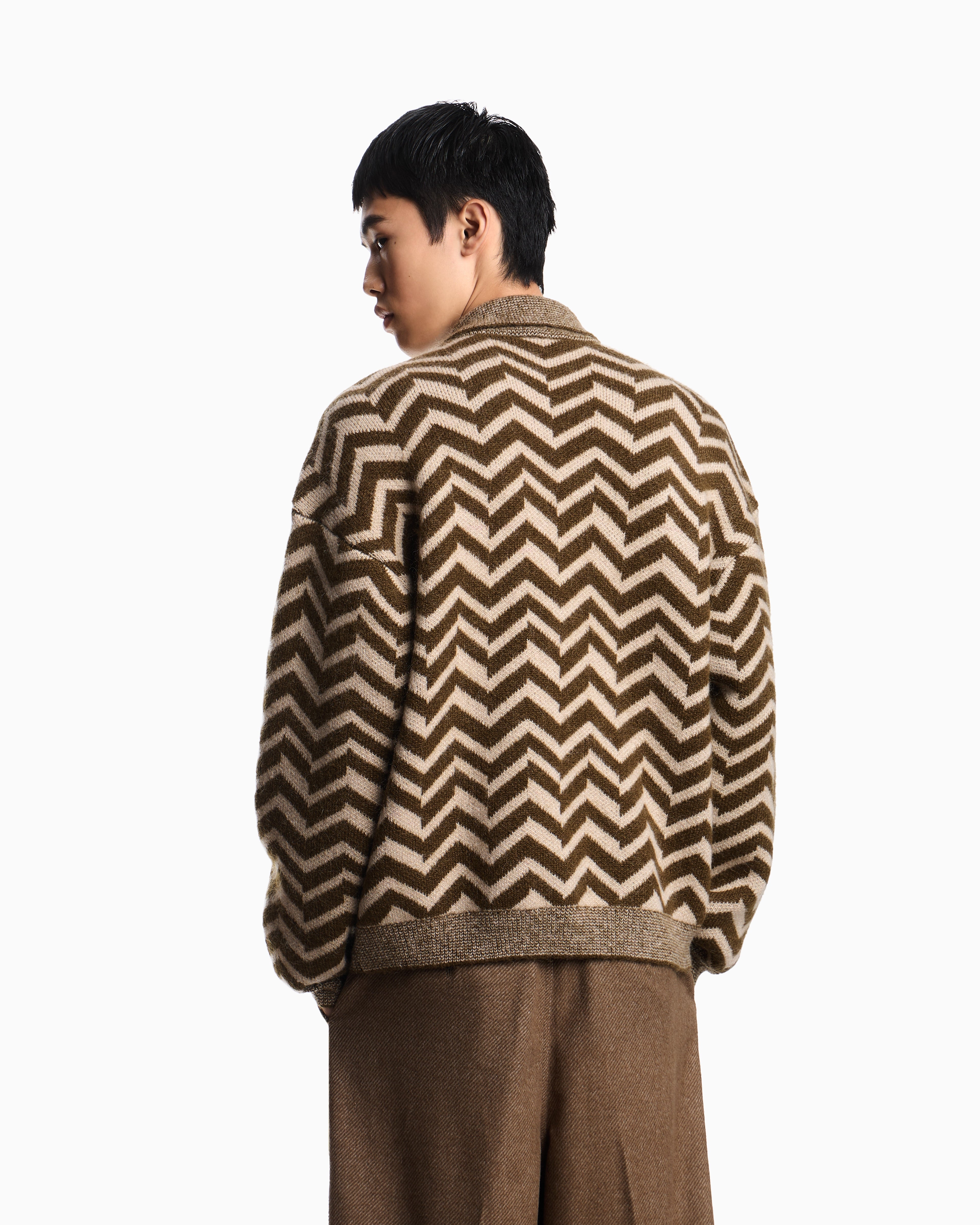 Emporio Armani Jacquard wool-blend jumper with a chevron motif