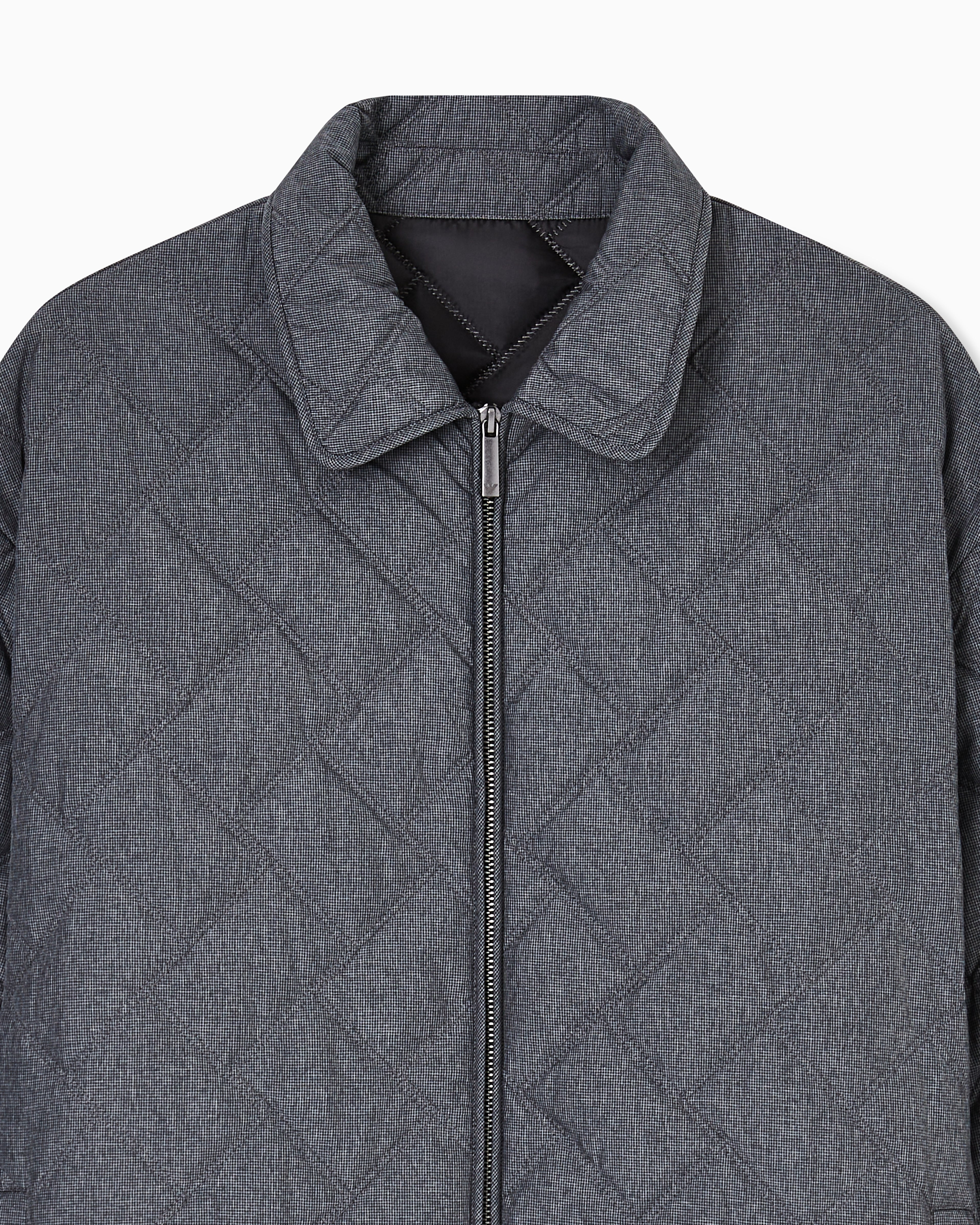 Emporio Armani Quilted nylon blouson with an all-over check micro print