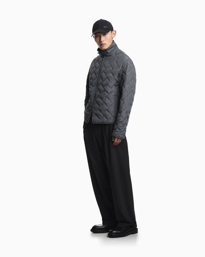Emporio Armani Quilted nylon blouson with an all-over check micro print