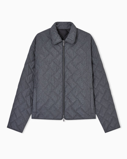 Emporio Armani Quilted nylon blouson with an all-over check micro print