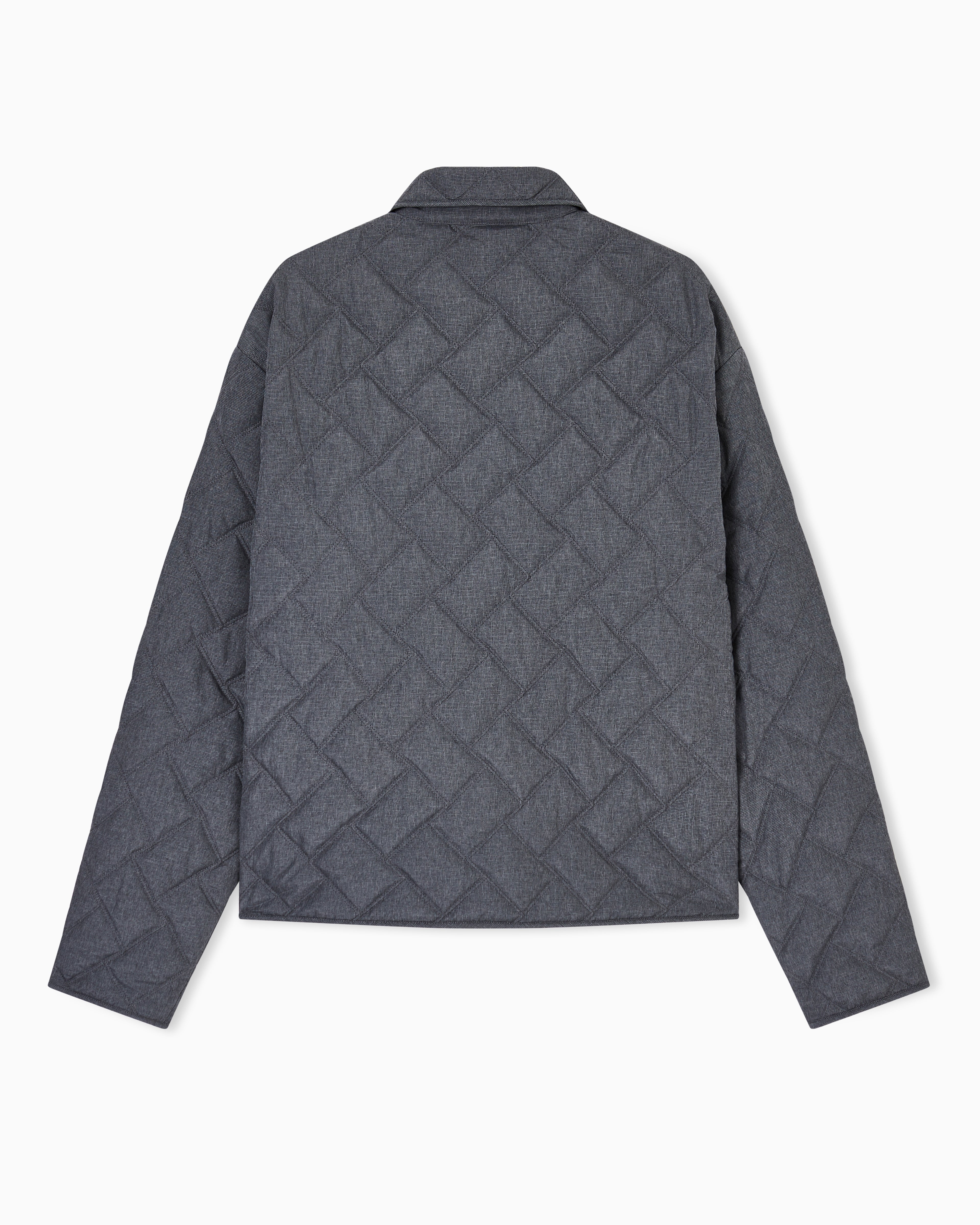Emporio Armani Quilted nylon blouson with an all-over check micro print