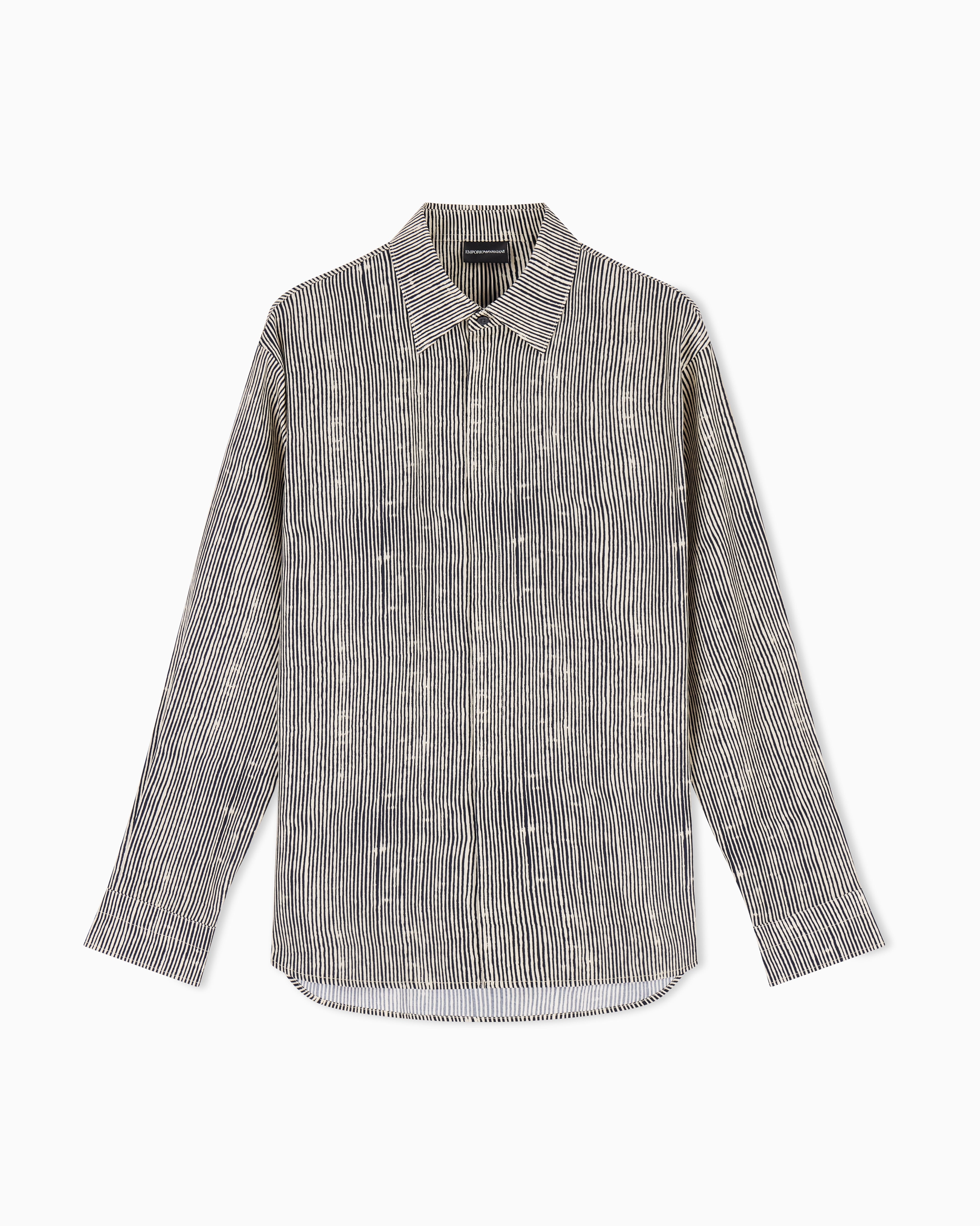 Emporio Armani Comfort-fit all-over print Lyocell-blend shirt