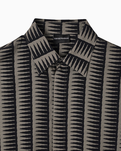 Emporio Armani Comfort-fit all-over print Lyocell-blend shirt