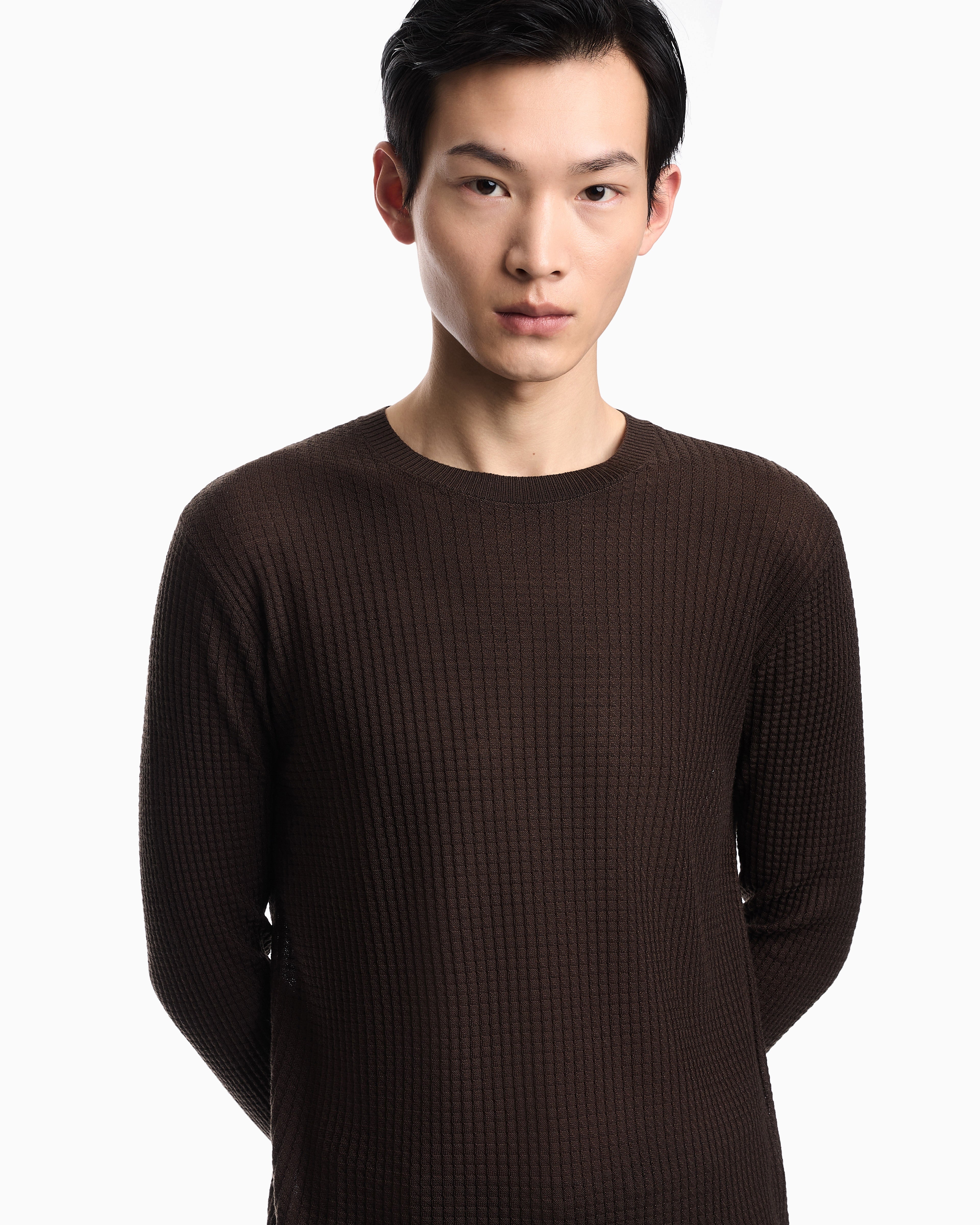Emporio Armani Lyocell-blend jumper in a tuck stitch