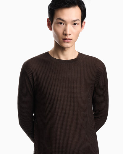 Emporio Armani Lyocell-blend jumper in a tuck stitch
