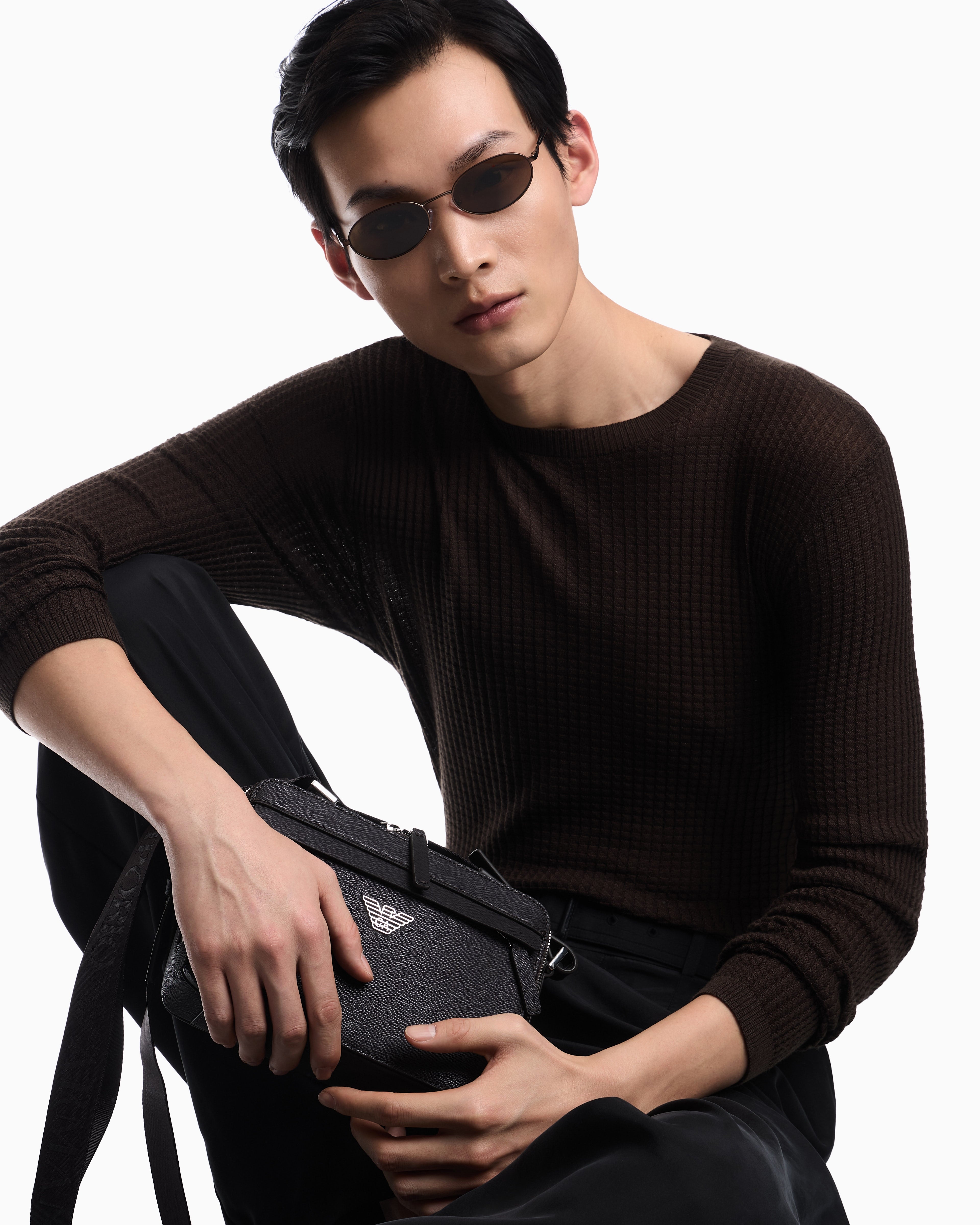 Emporio Armani Lyocell-blend jumper in a tuck stitch
