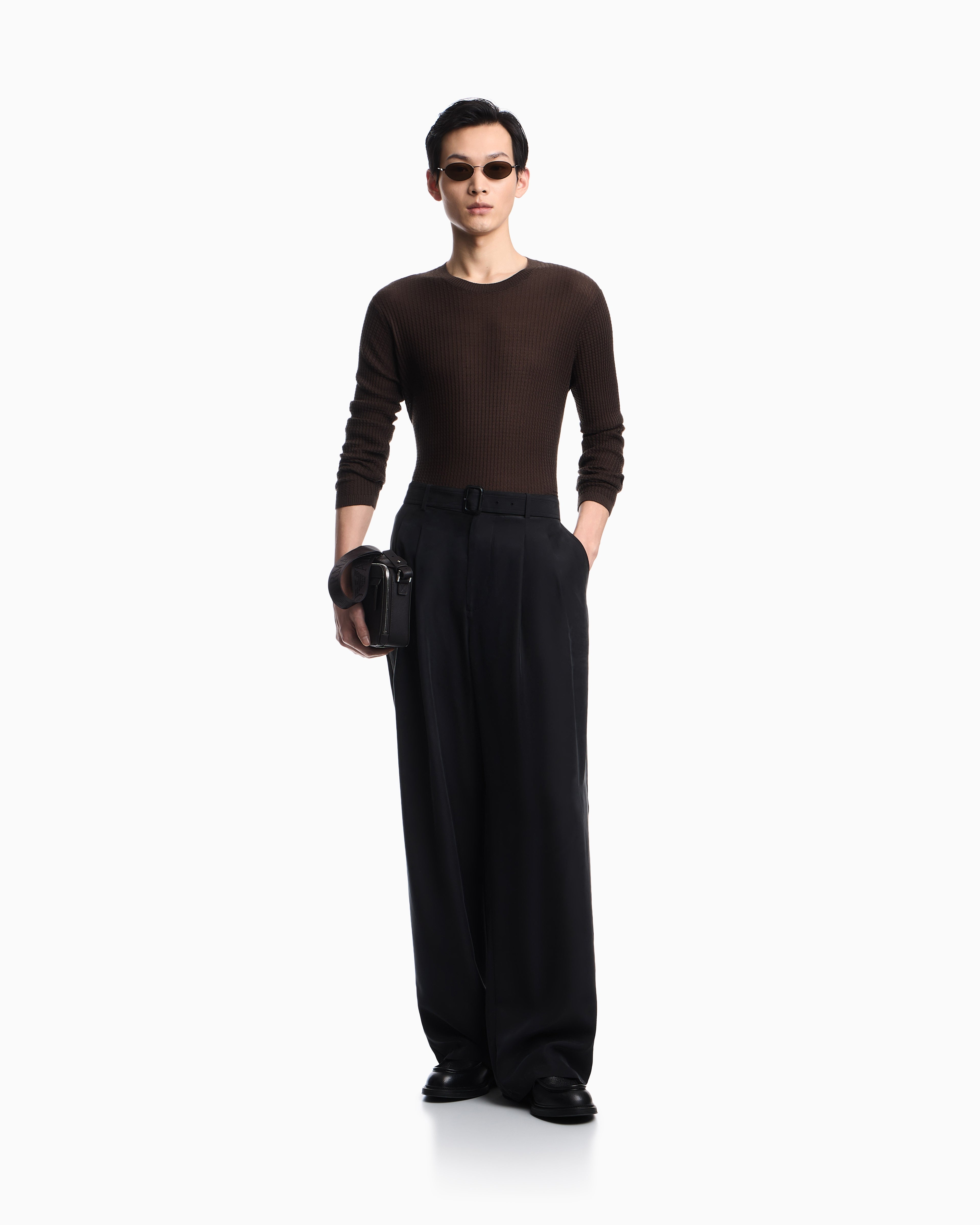 Emporio Armani Lyocell-blend jumper in a tuck stitch