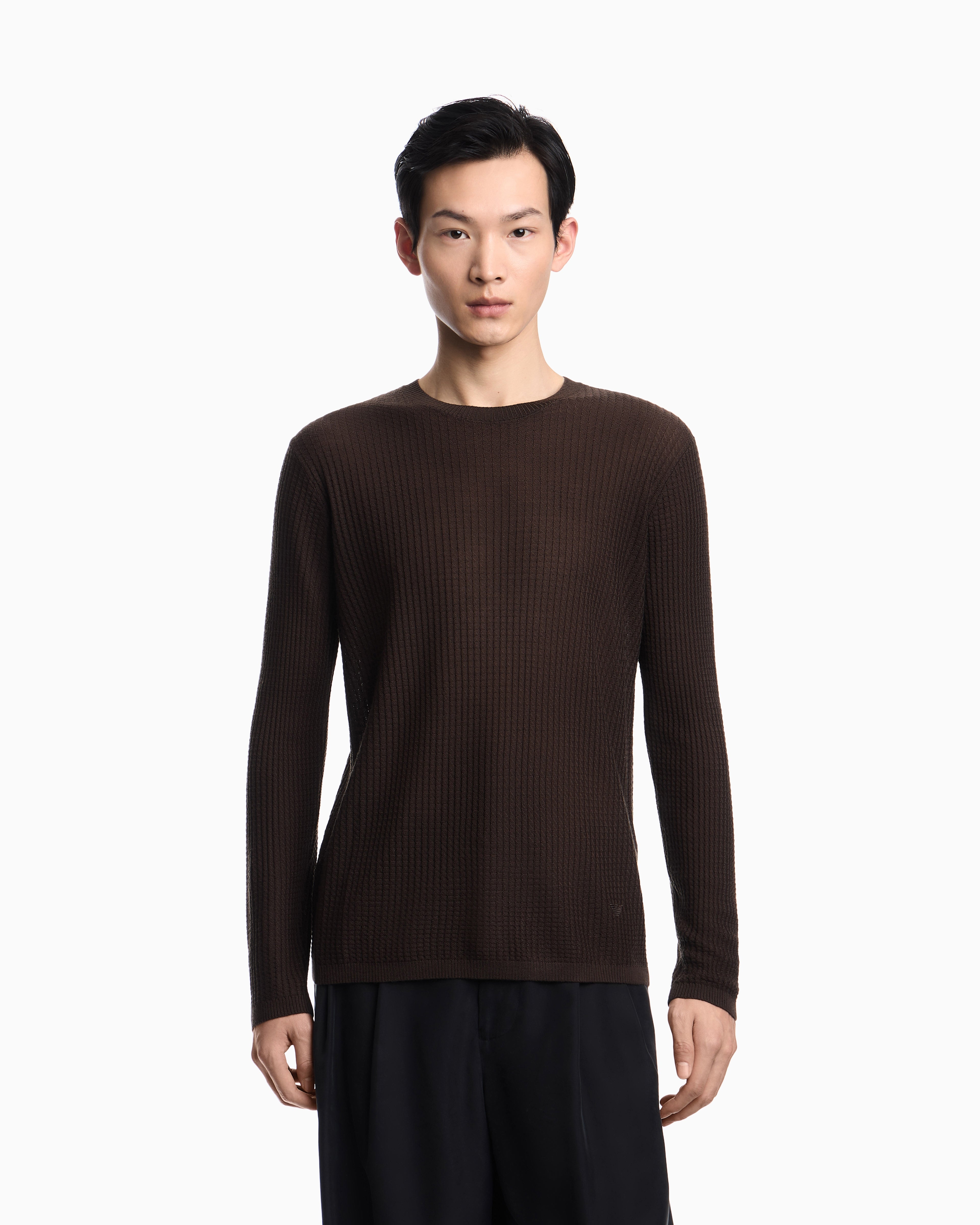 Emporio Armani Lyocell-blend jumper in a tuck stitch