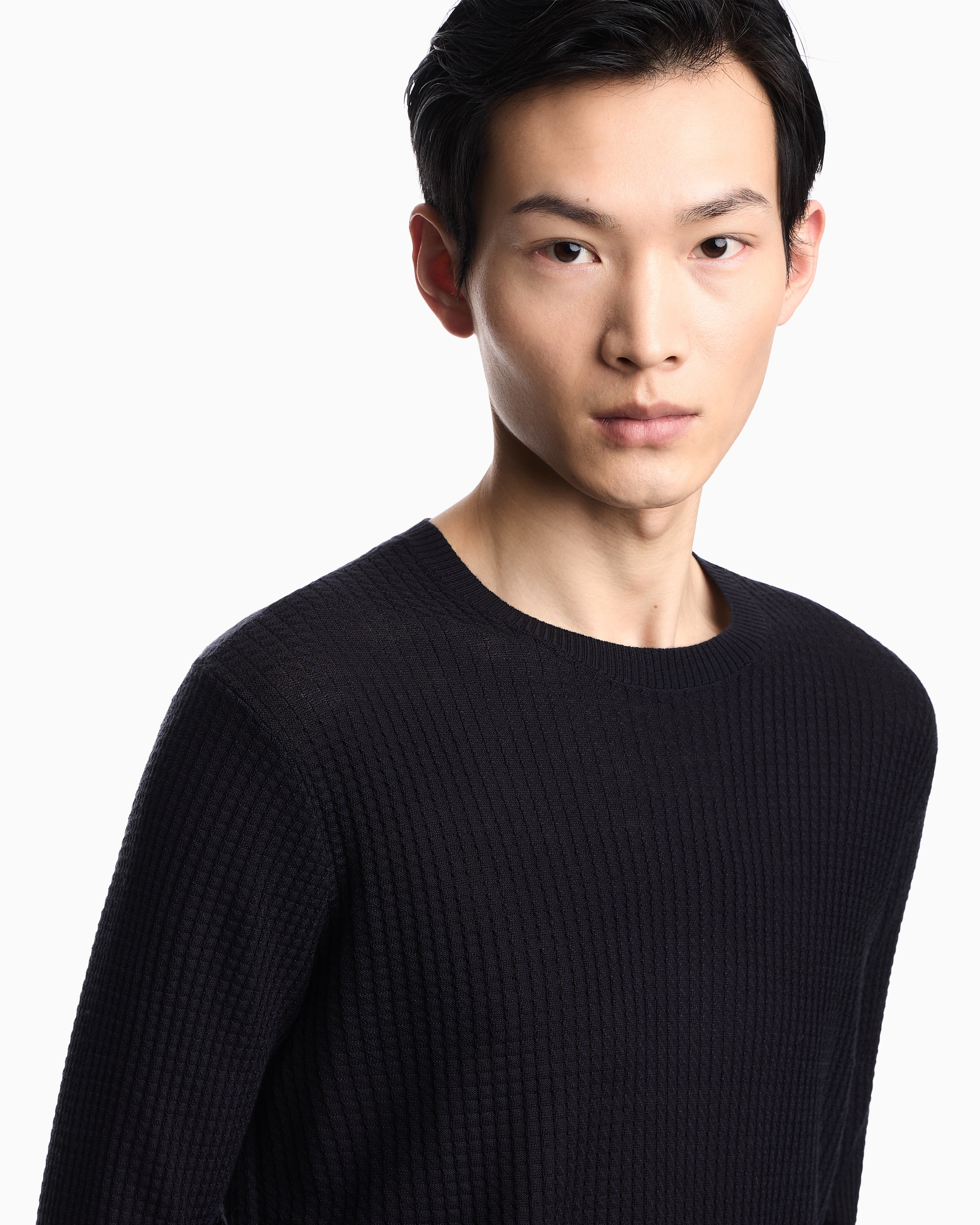 Emporio Armani Lyocell-blend jumper in a tuck stitch