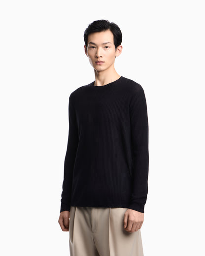 Emporio Armani Lyocell-blend jumper in a tuck stitch
