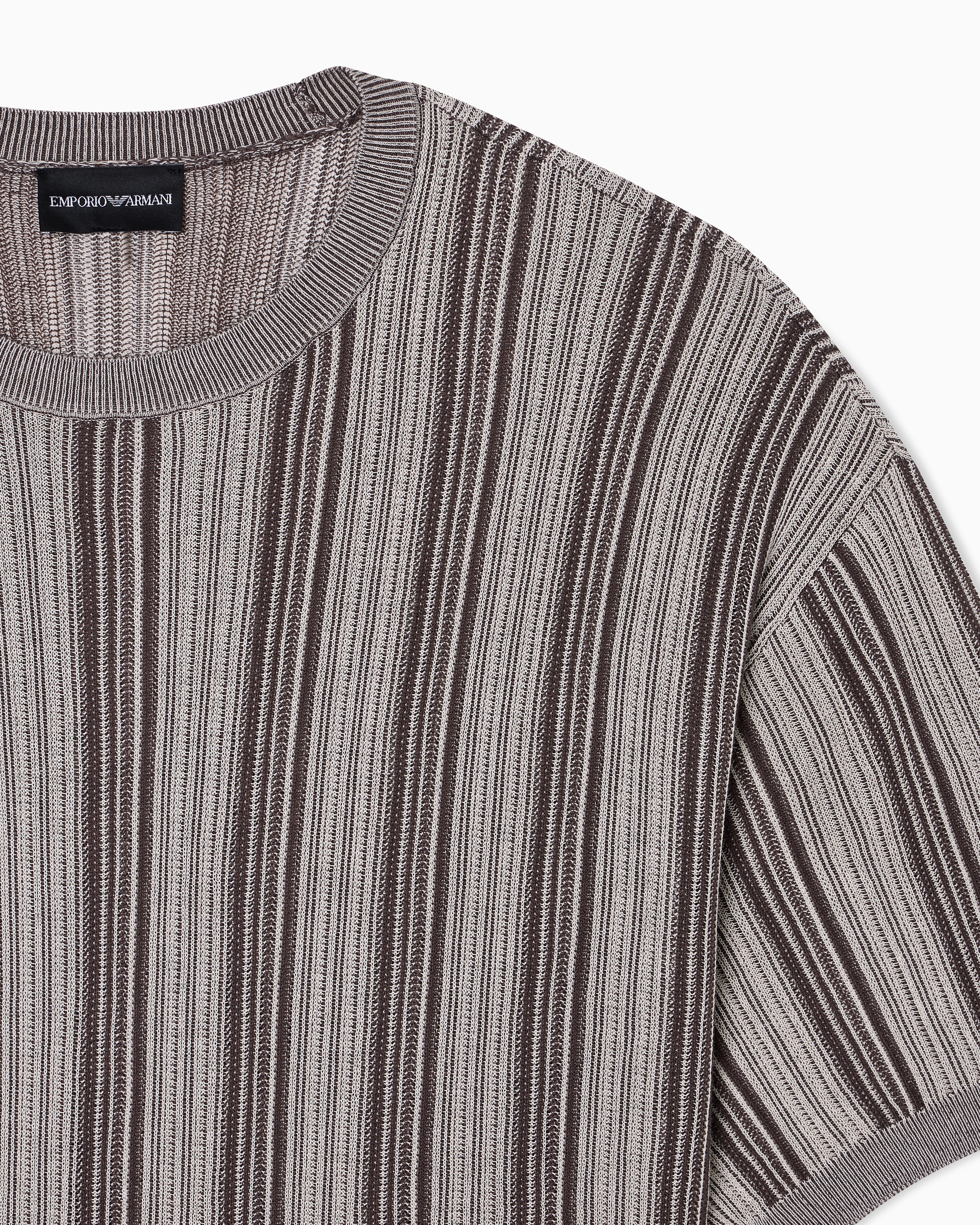 Emporio Armani Ribbed Lyocell-blend jumper with jacquard pattern