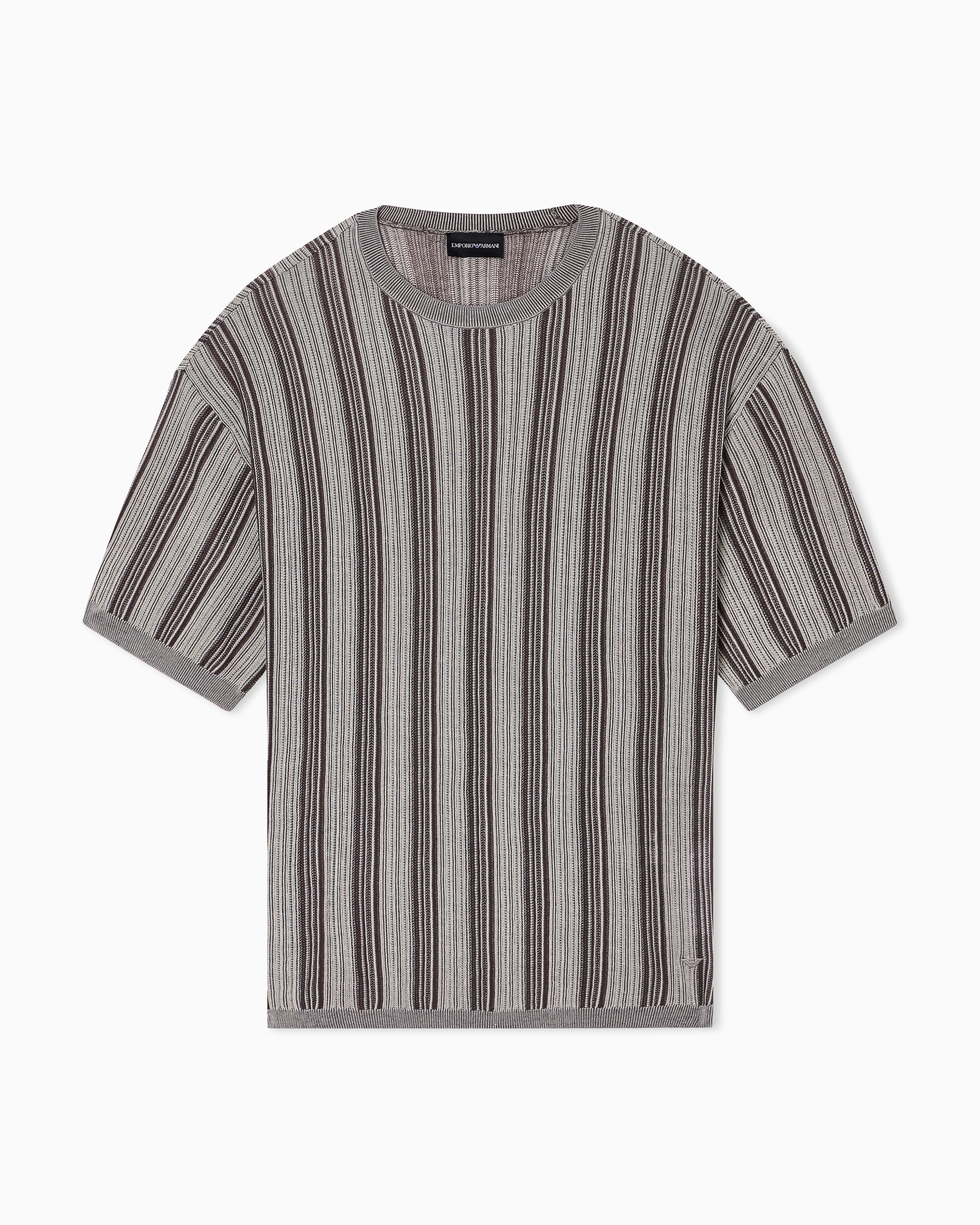 Emporio Armani Ribbed Lyocell-blend jumper with jacquard pattern