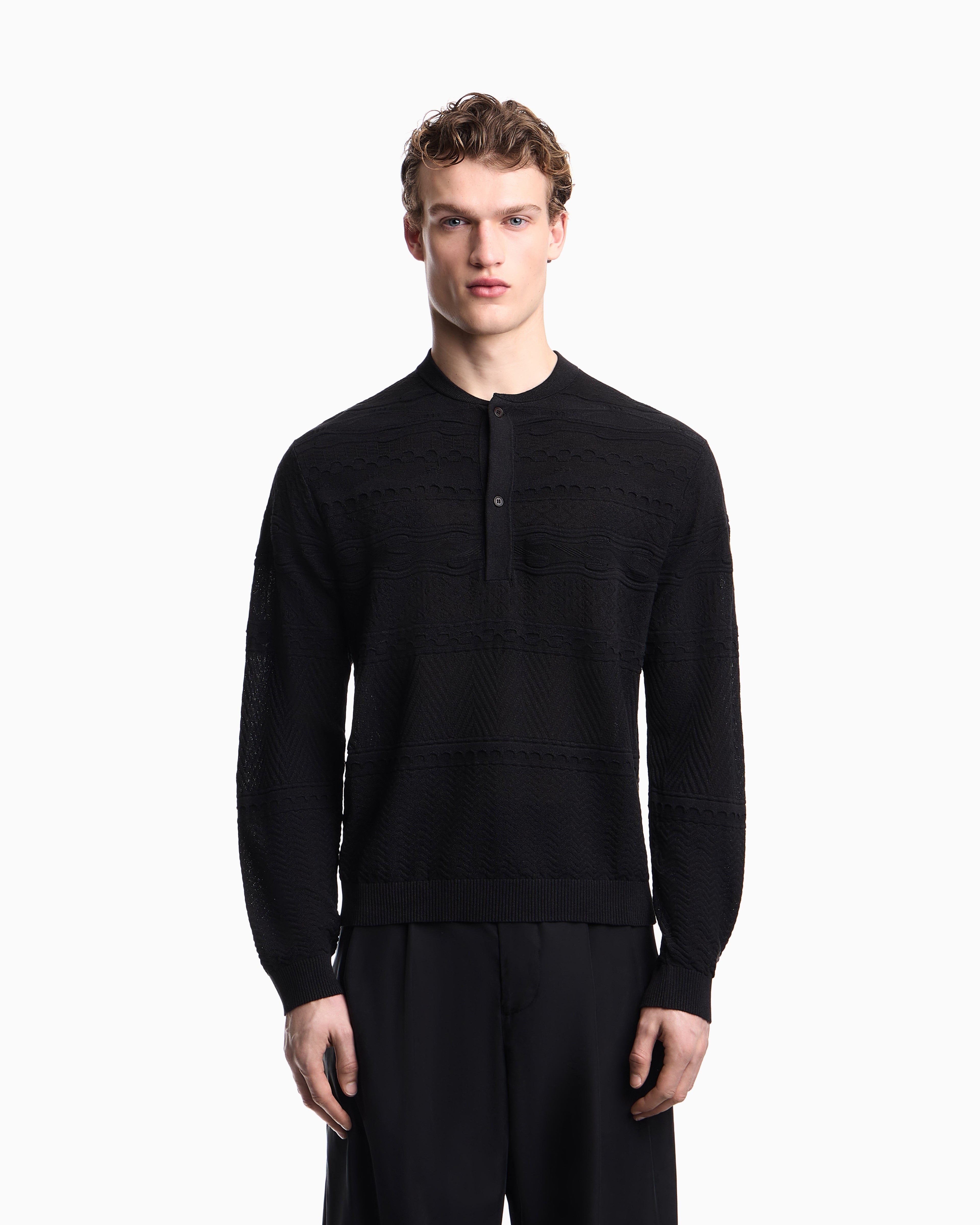 Emporio Armani Lyocell-blend, Henley neckline jumper