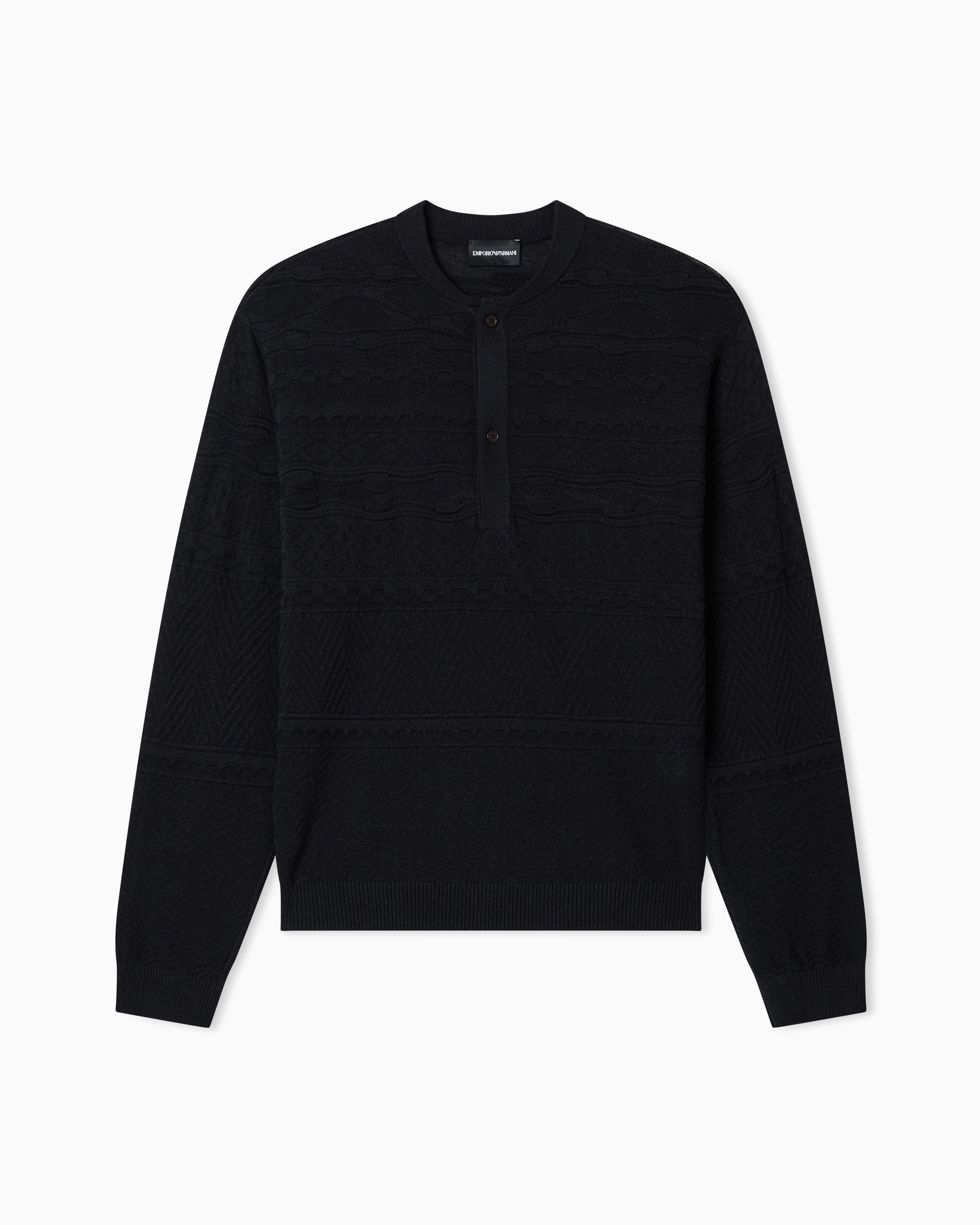 Emporio Armani Lyocell-blend, Henley neckline jumper