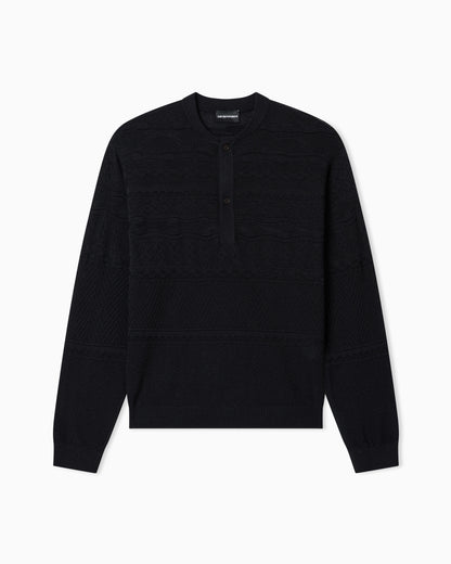 Emporio Armani Lyocell-blend, Henley neckline jumper