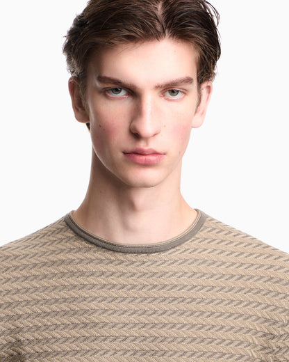 Emporio Armani Icon virgin-wool jumper with a two-tone chevron motif