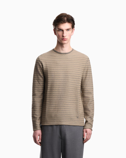 Emporio Armani Icon virgin-wool jumper with a two-tone chevron motif