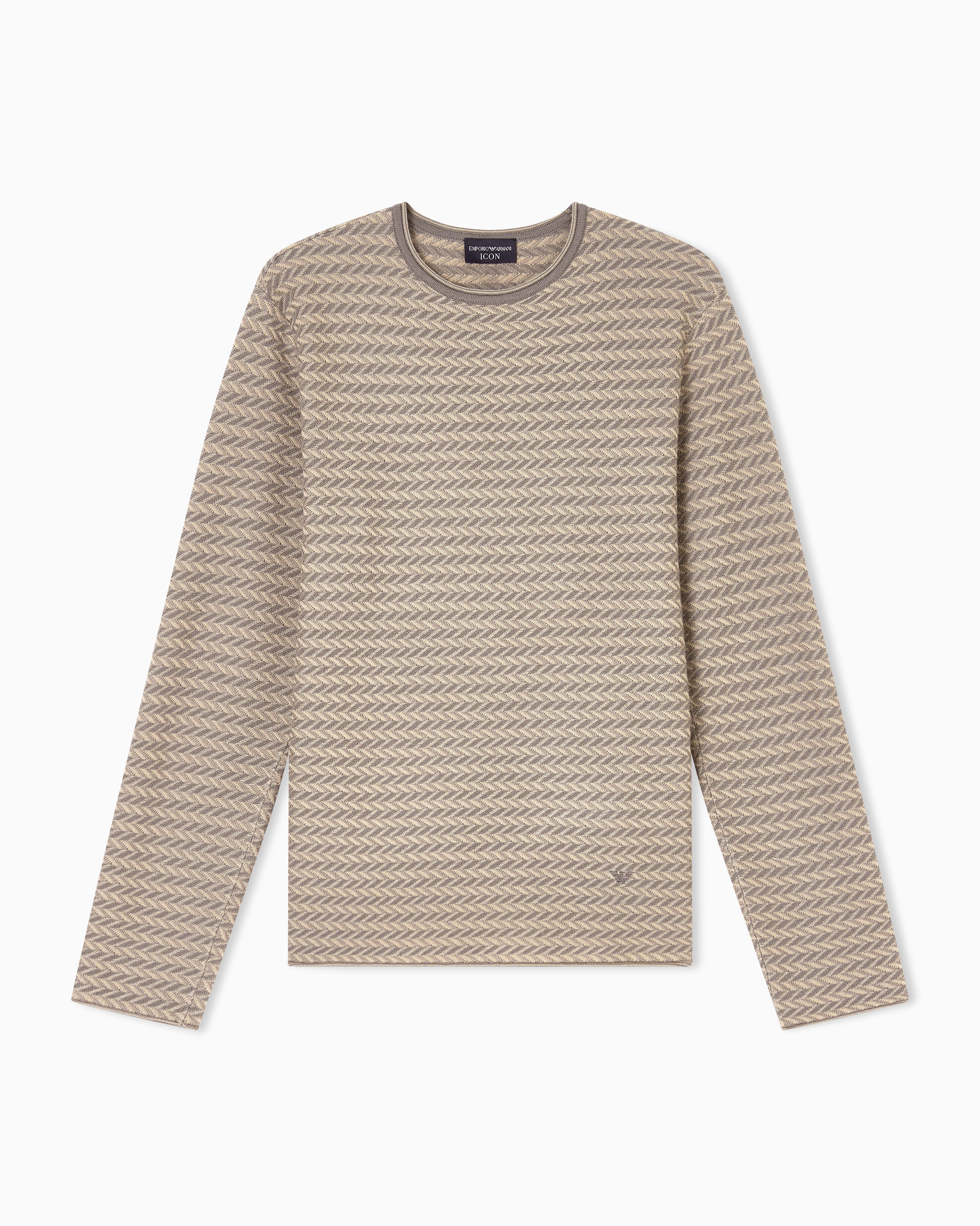 Emporio Armani Icon virgin-wool jumper with a two-tone chevron motif