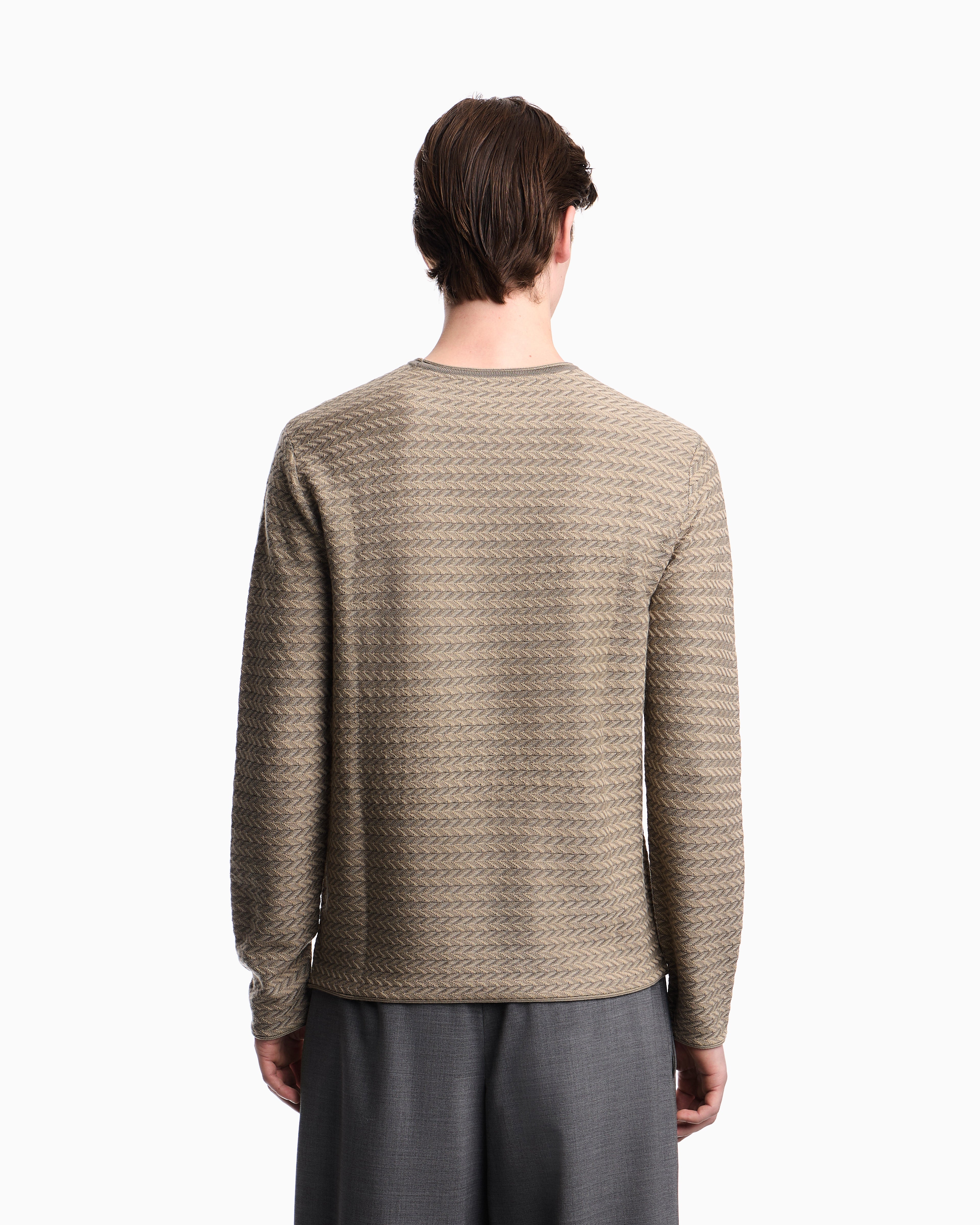 Emporio Armani Icon virgin-wool jumper with a two-tone chevron motif