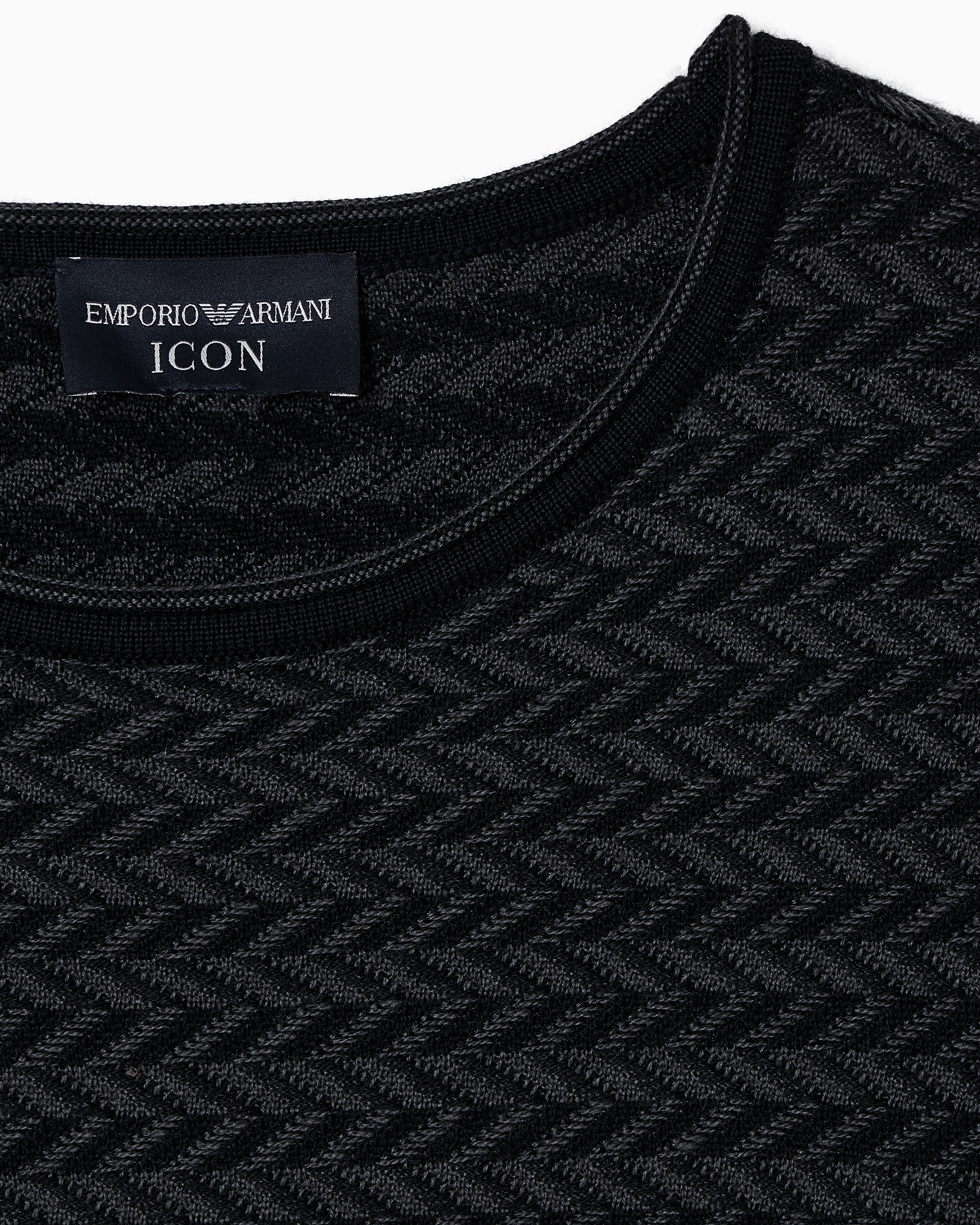 Emporio Armani Icon virgin-wool jumper with a two-tone chevron motif