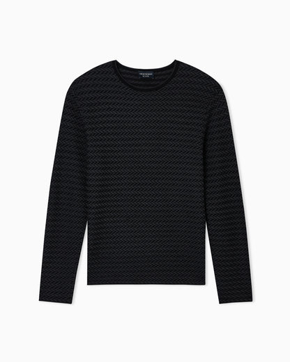 Emporio Armani Icon virgin-wool jumper with a two-tone chevron motif