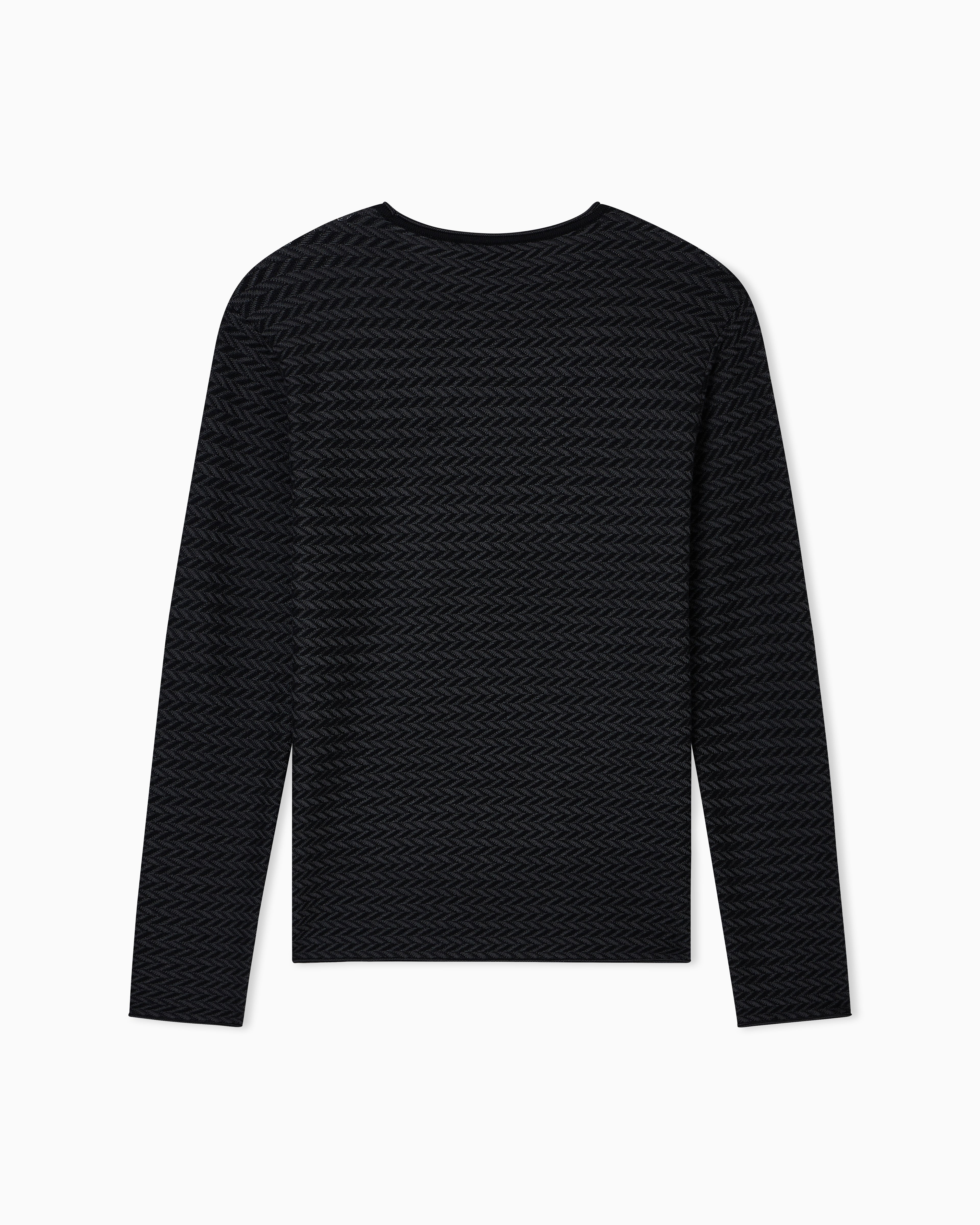 Emporio Armani Icon virgin-wool jumper with a two-tone chevron motif
