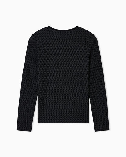 Emporio Armani Icon virgin-wool jumper with a two-tone chevron motif
