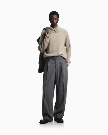 Emporio Armani Turtleneck jumper in virgin wool with a half fisherman’s-rib knit