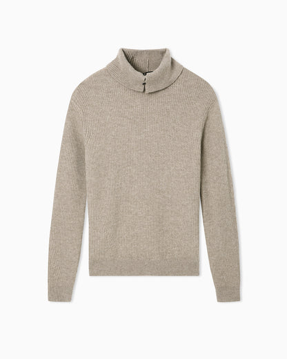 Emporio Armani Turtleneck jumper in virgin wool with a half fisherman’s-rib knit