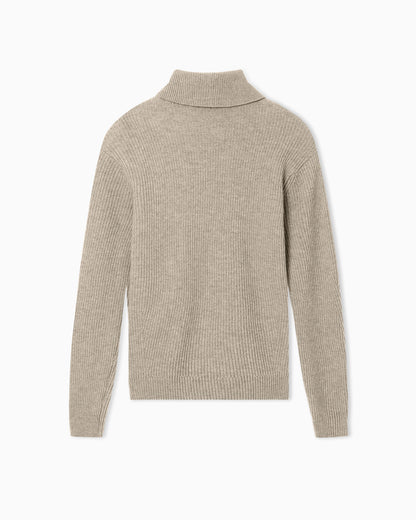 Emporio Armani Turtleneck jumper in virgin wool with a half fisherman’s-rib knit