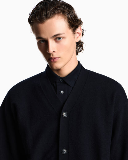 Emporio Armani V-neck cardigan made of plush-knit virgin wool