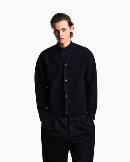 Emporio Armani V-neck cardigan made of plush-knit virgin wool