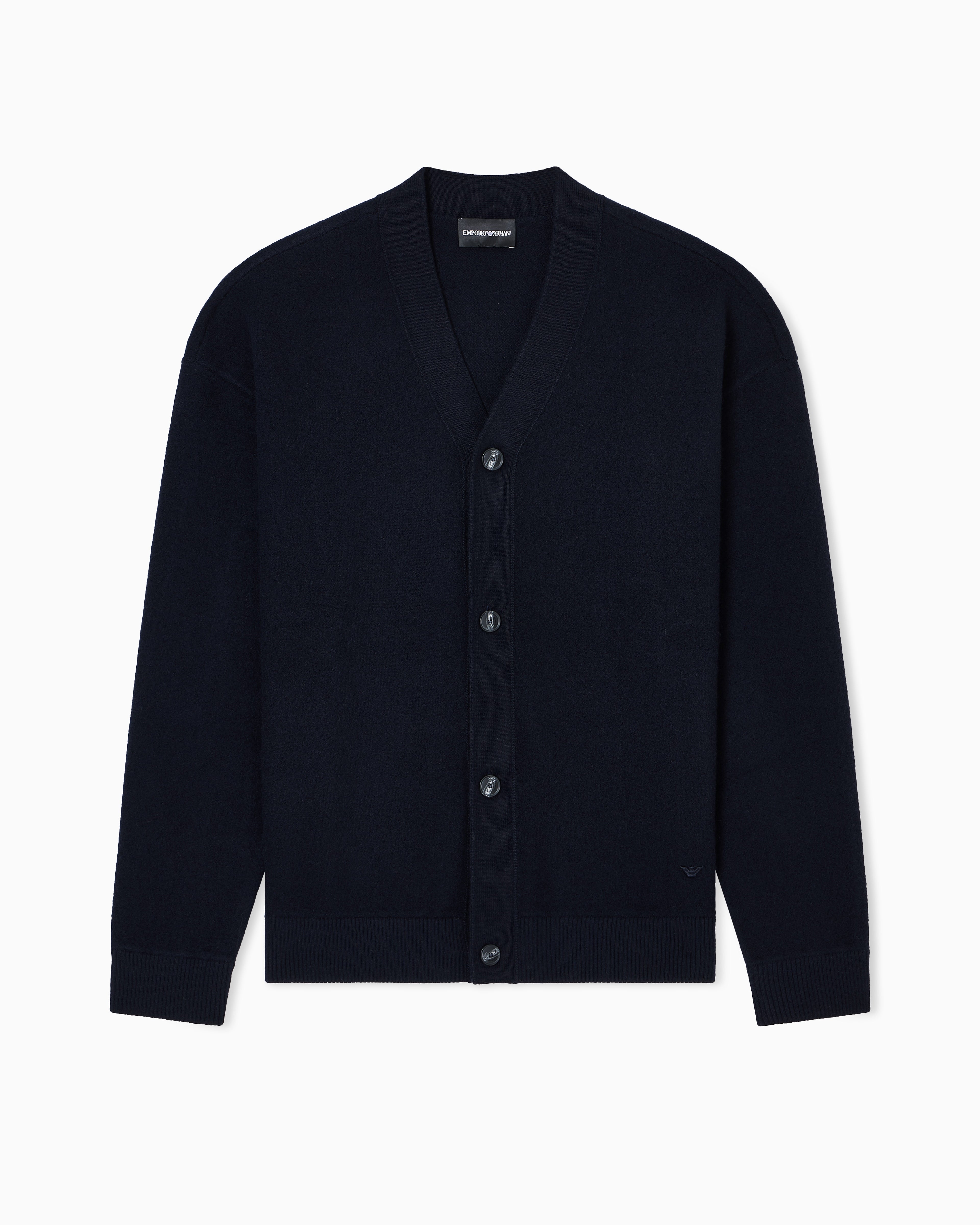 Emporio Armani V-neck cardigan made of plush-knit virgin wool